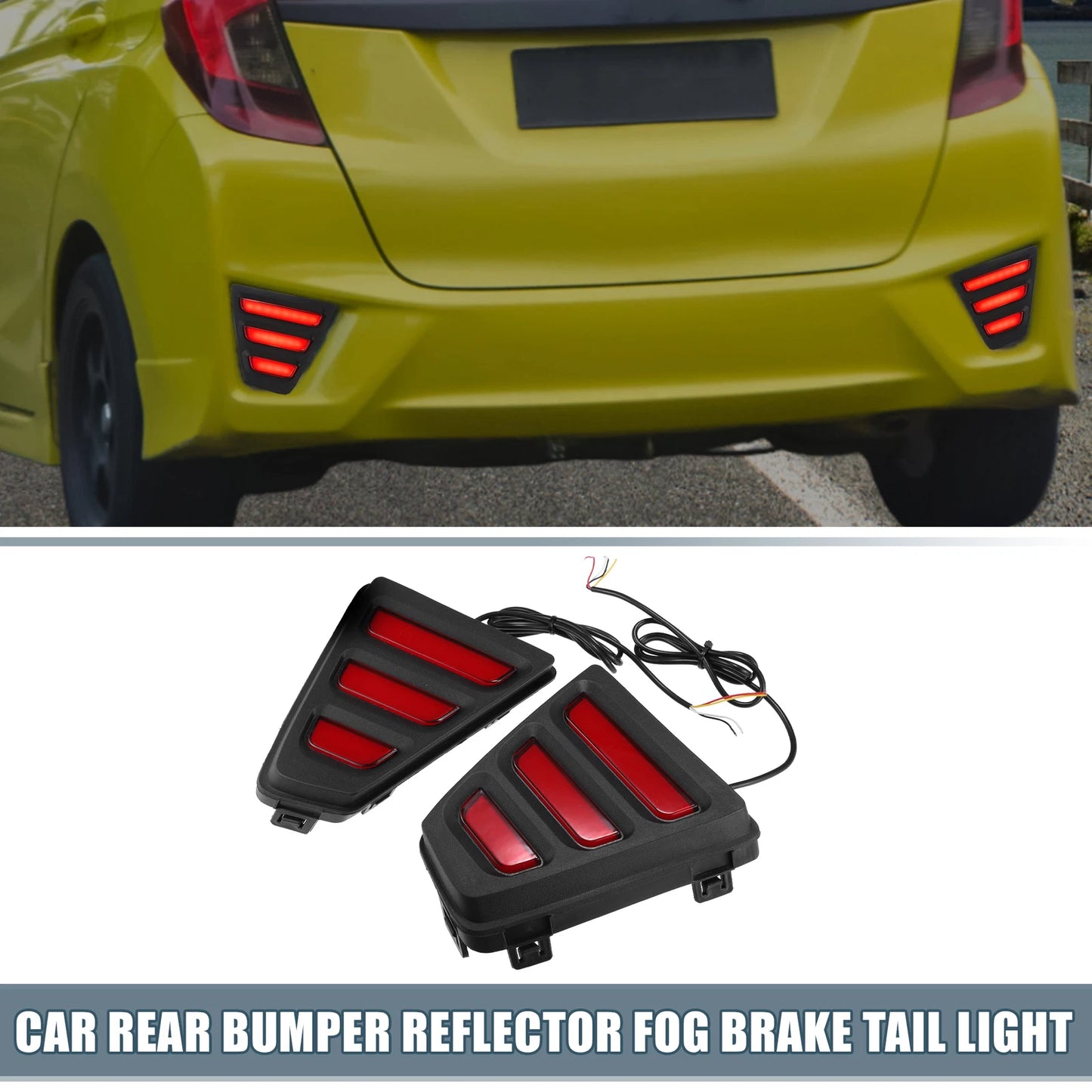 Rear Bumper Reflector LED Brake Tail Light for Honda Fit Jazz (2014-2017)