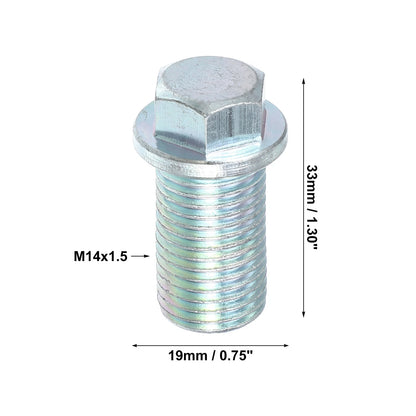 Engine Oil Drain Plug Screw M14x1.5 with Seal Ring for Dodge Silver Tone