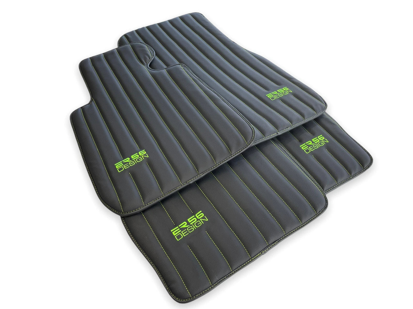 Leather Floor Mats for Rolls Royce Wraith 2013-2017 Black ER56 Green Logo