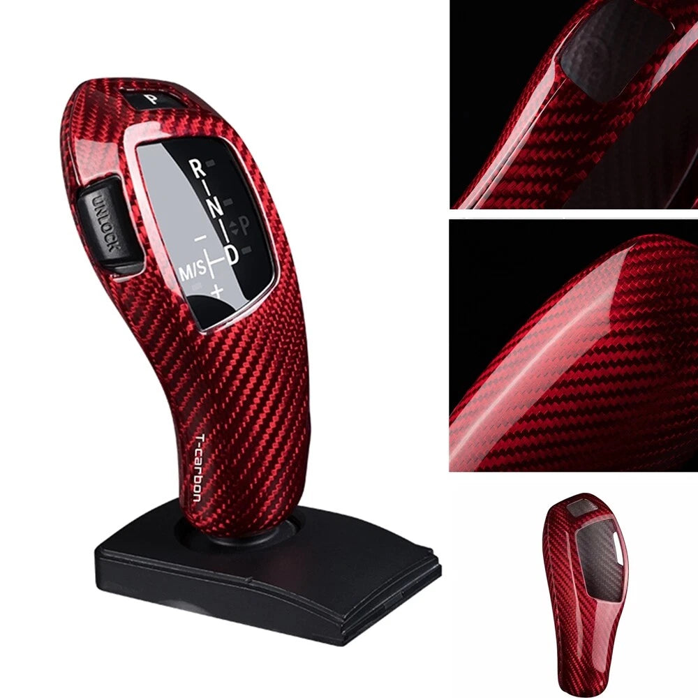 1x Red Carbon Fiber Gear Shift Knob Cover for BMW F20 F22 F30 F32 F10 X5 (2012-2019)
