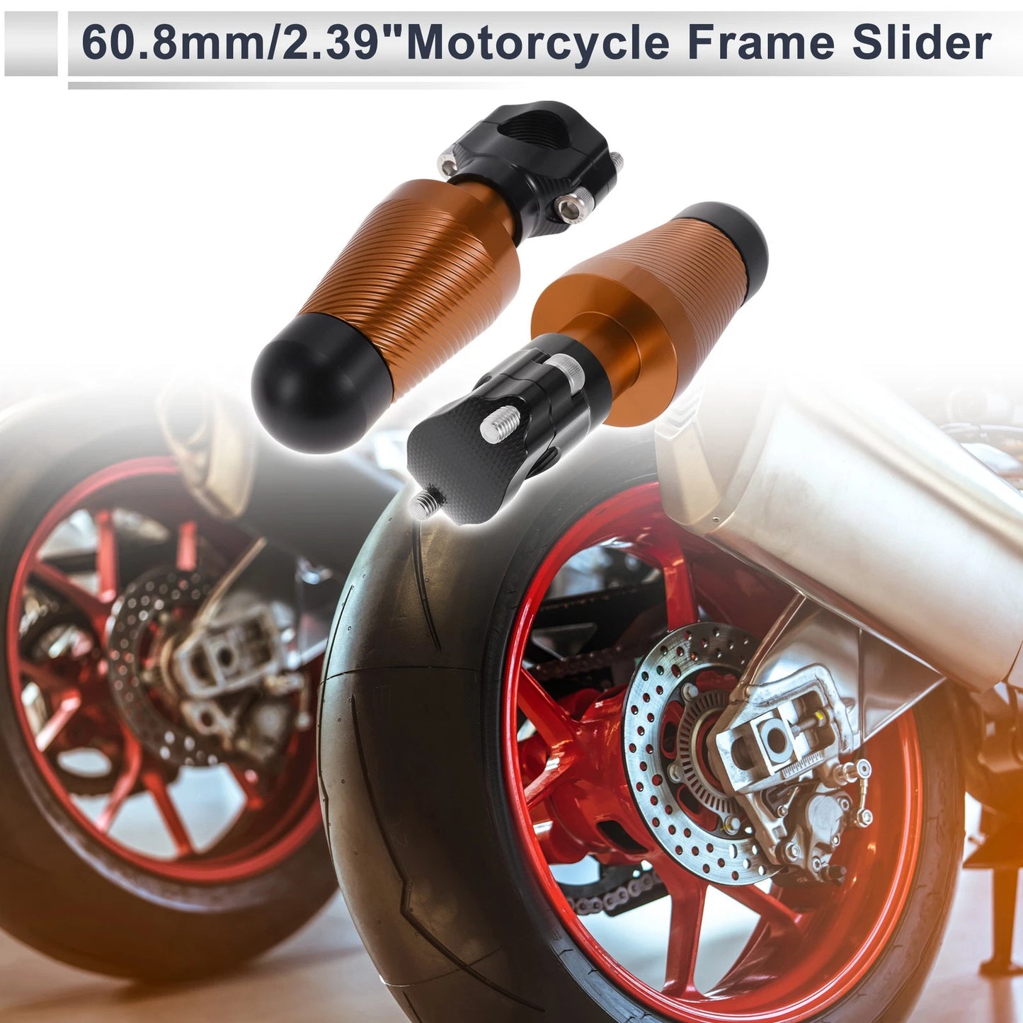 0.87-1.1 Aluminum Motorcycle Slider Frame 2 x Orange for Make Model