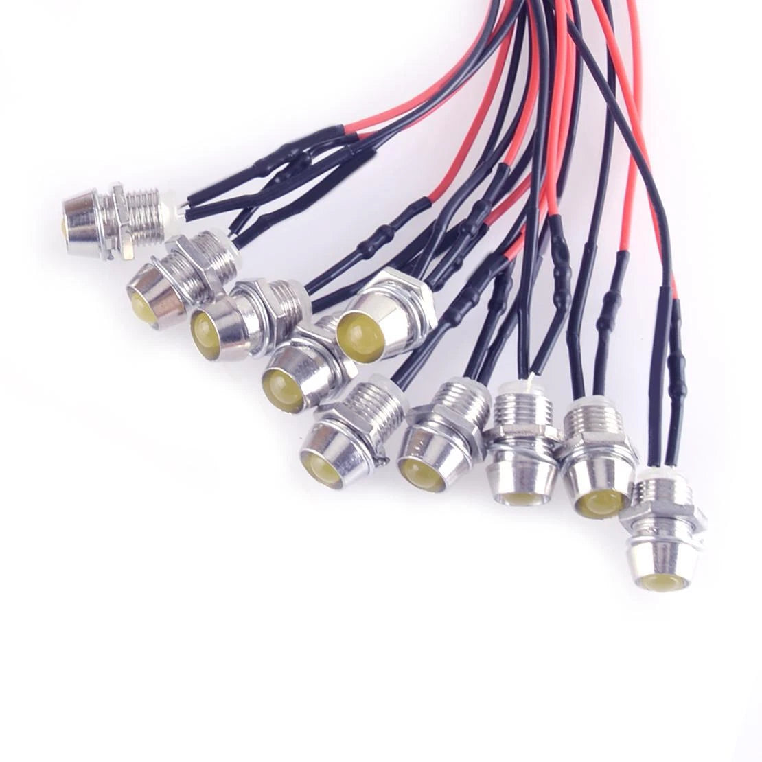 10Pcs 8mm LED Indicator Lights for Car Boat Dash Panel