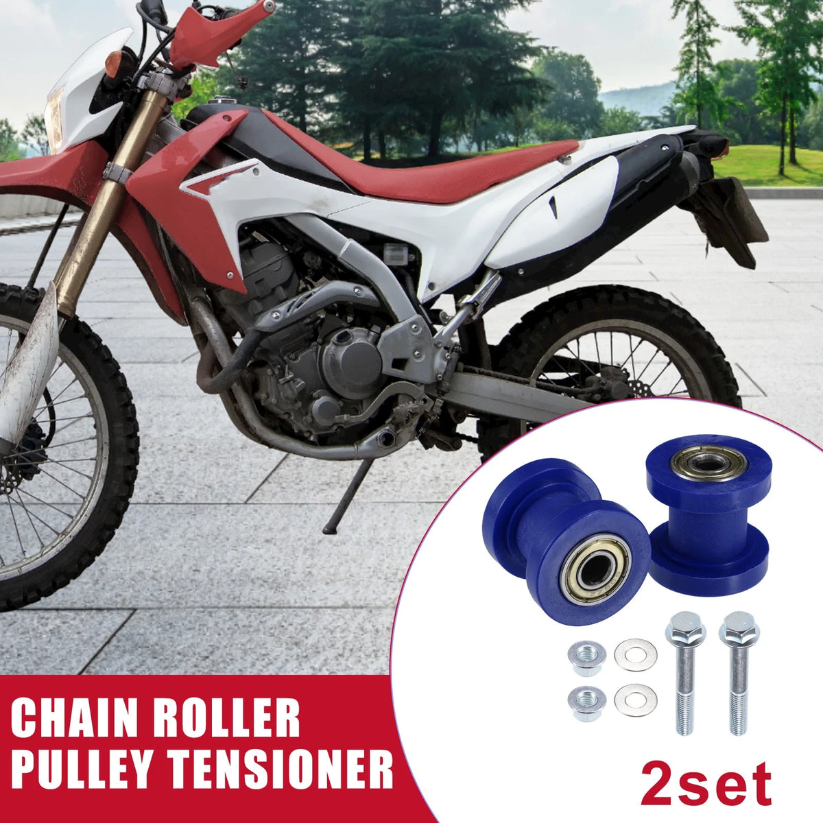2 x Set 8mm Chain Roller Pulley Tensioner for Motorcycle Mini Bike ATV