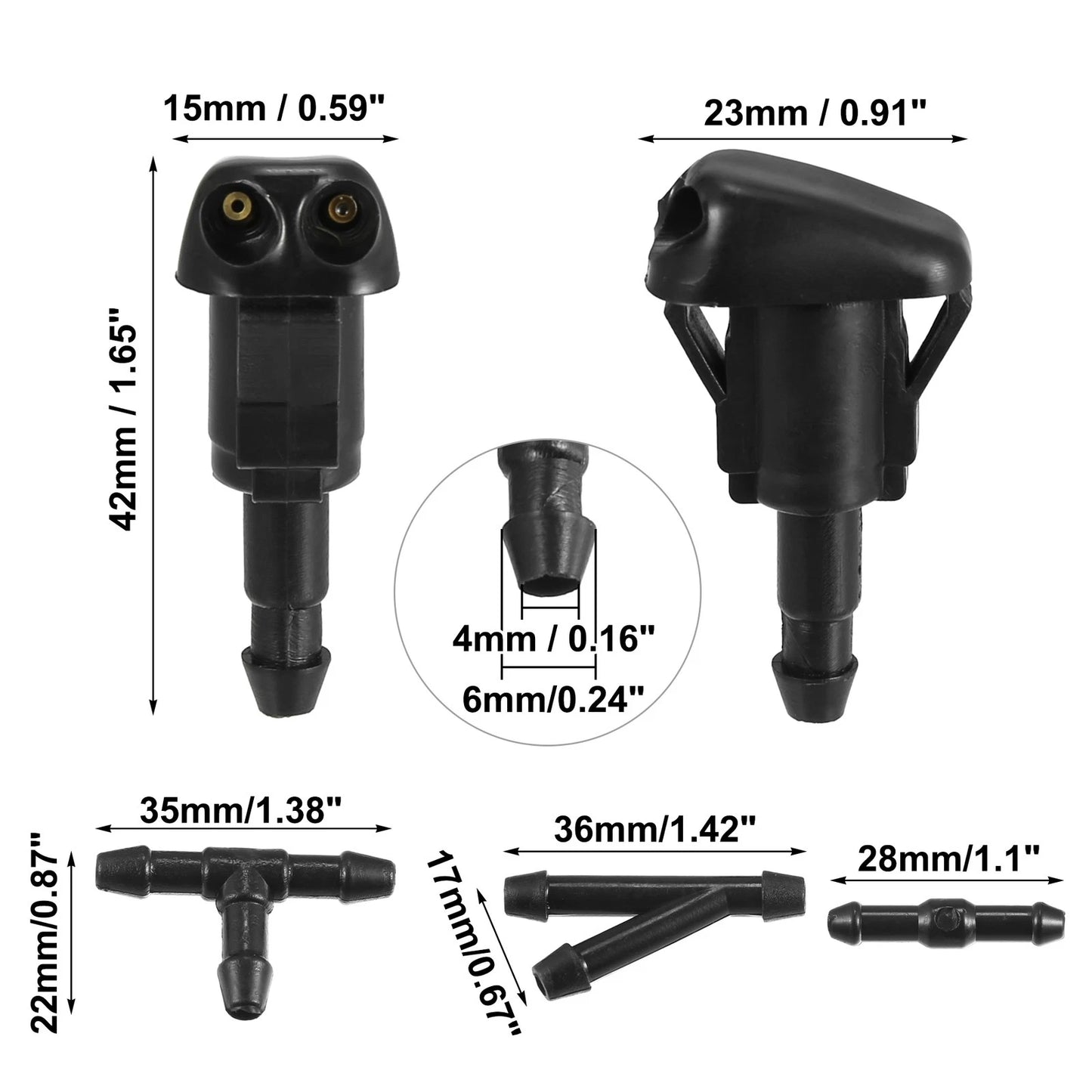 2 x Windshield Washer Nozzle 2.5m Hose for Toyota Camry (1997–2001)