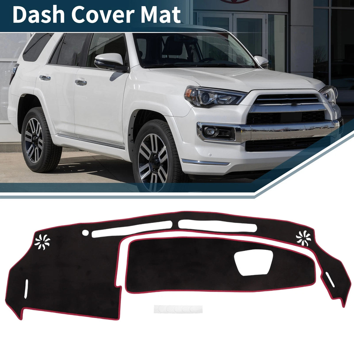 Dashboard Cover Mat for Suzuki WagonR MH35S/55S Sun Protector Black Red (2012-2022)