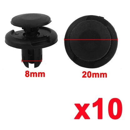 30 Pcs 8mm Black Plastic Door Push Clips for Honda