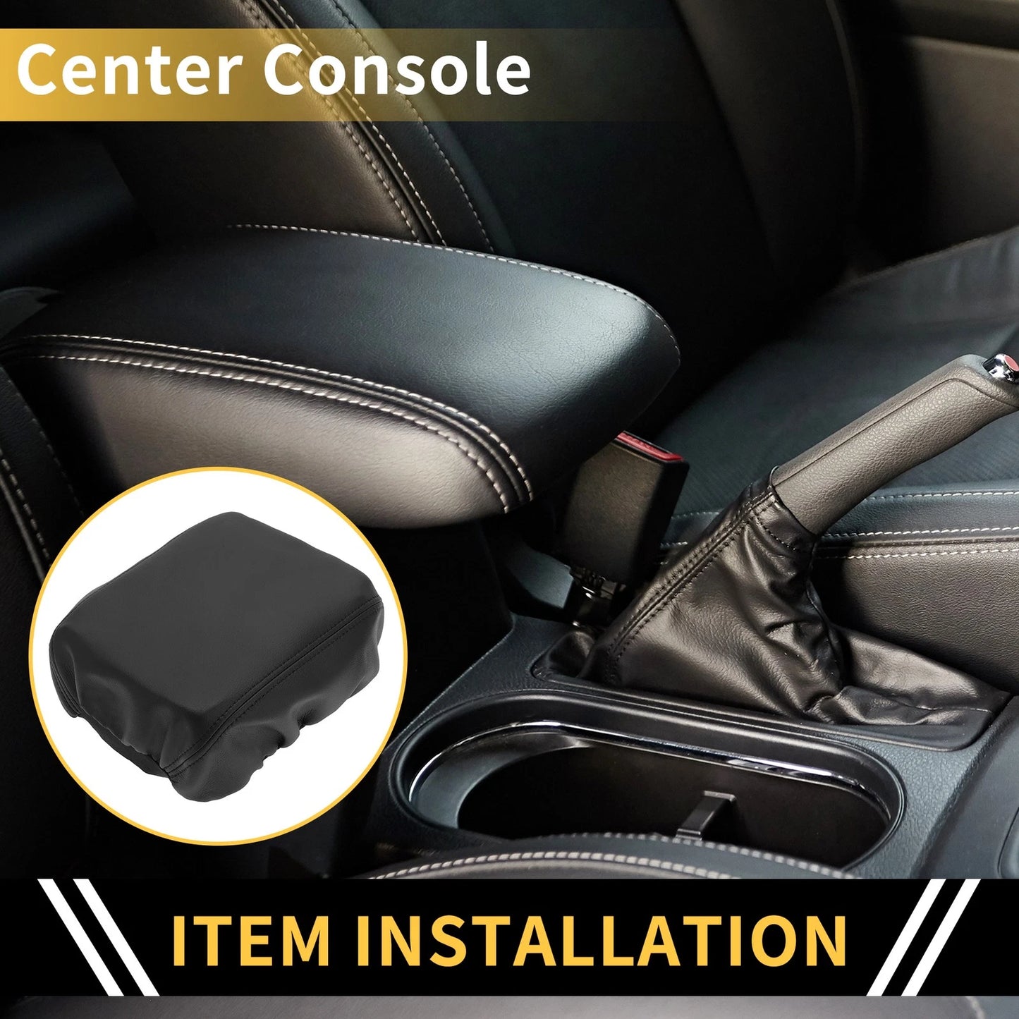 Armrest Cover for Jeep Wrangler Microfiber Leather Black (2007-2023)
