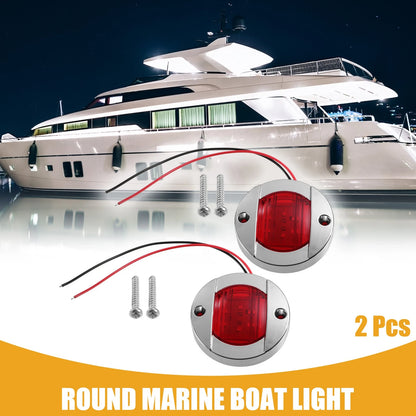 2 x Universal Interior Round Marine Boat Light with 6 LEDs for Boat Red