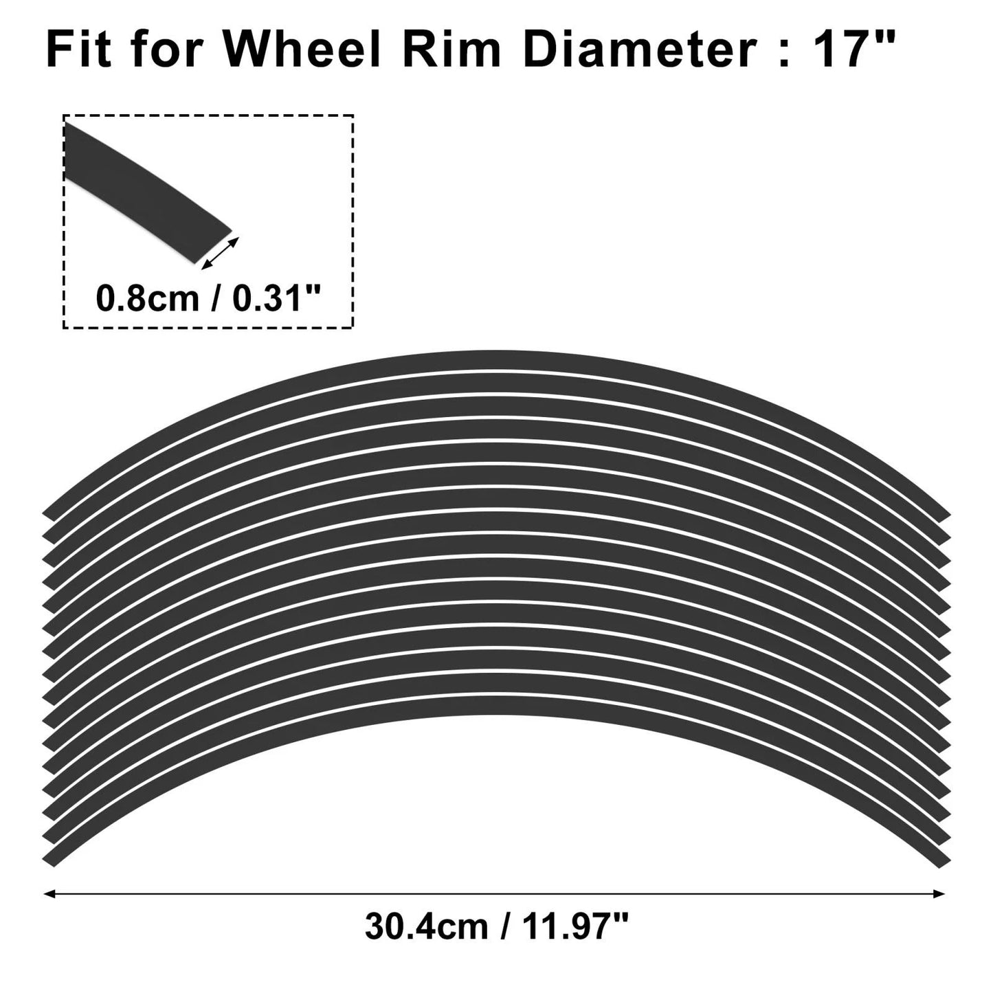 16 x Wheel Rim Sticker Stripe Reflector Black for Motorcycle Car Bike
