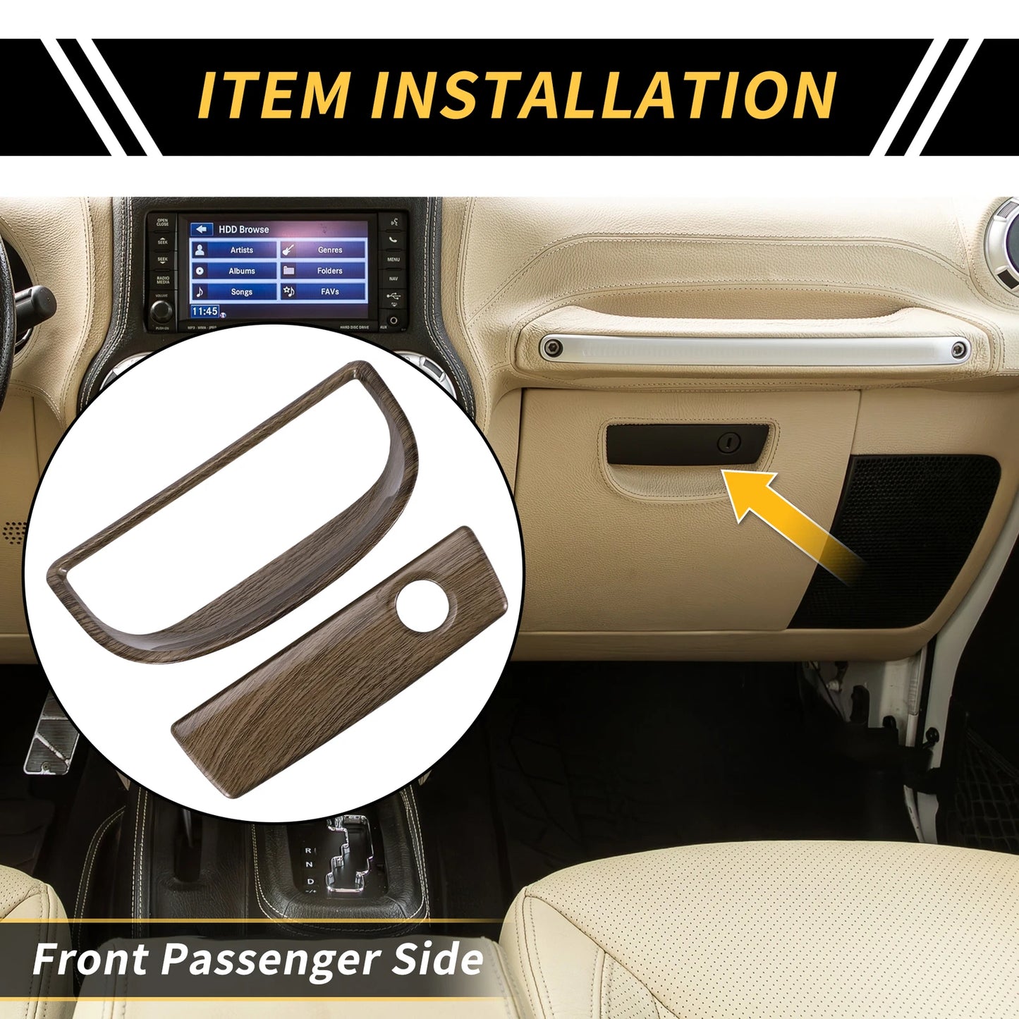 Glove Box Handle Switch Cover for Jeep Wrangler JK (2007-2017) Brown