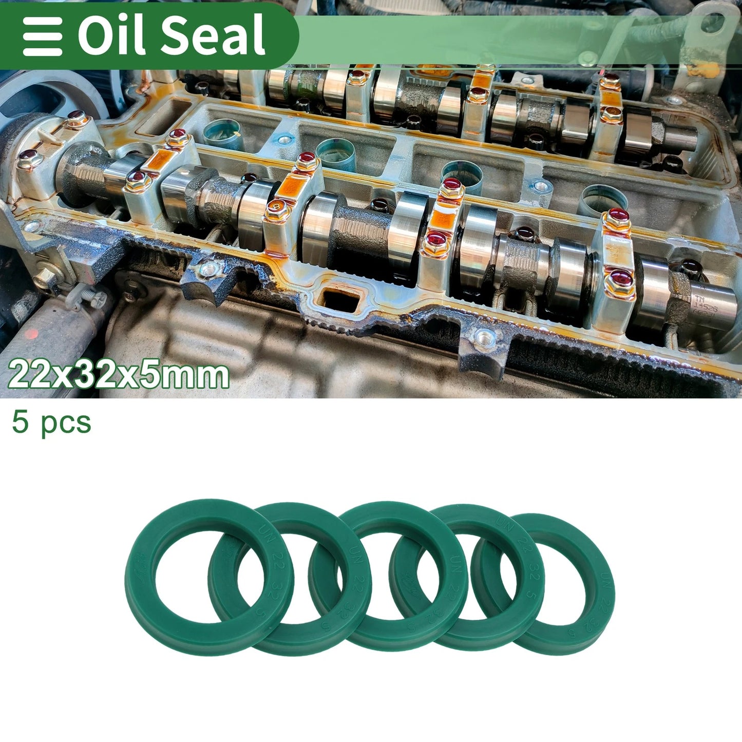 Oil Seal 22x32x5mm Seal Ring TPU Green 5 Pcs for Make Model