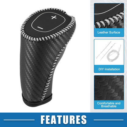 Gear Shifting Knob Cover Trim for Chevy Equinox Malibu Black Gray Stitches