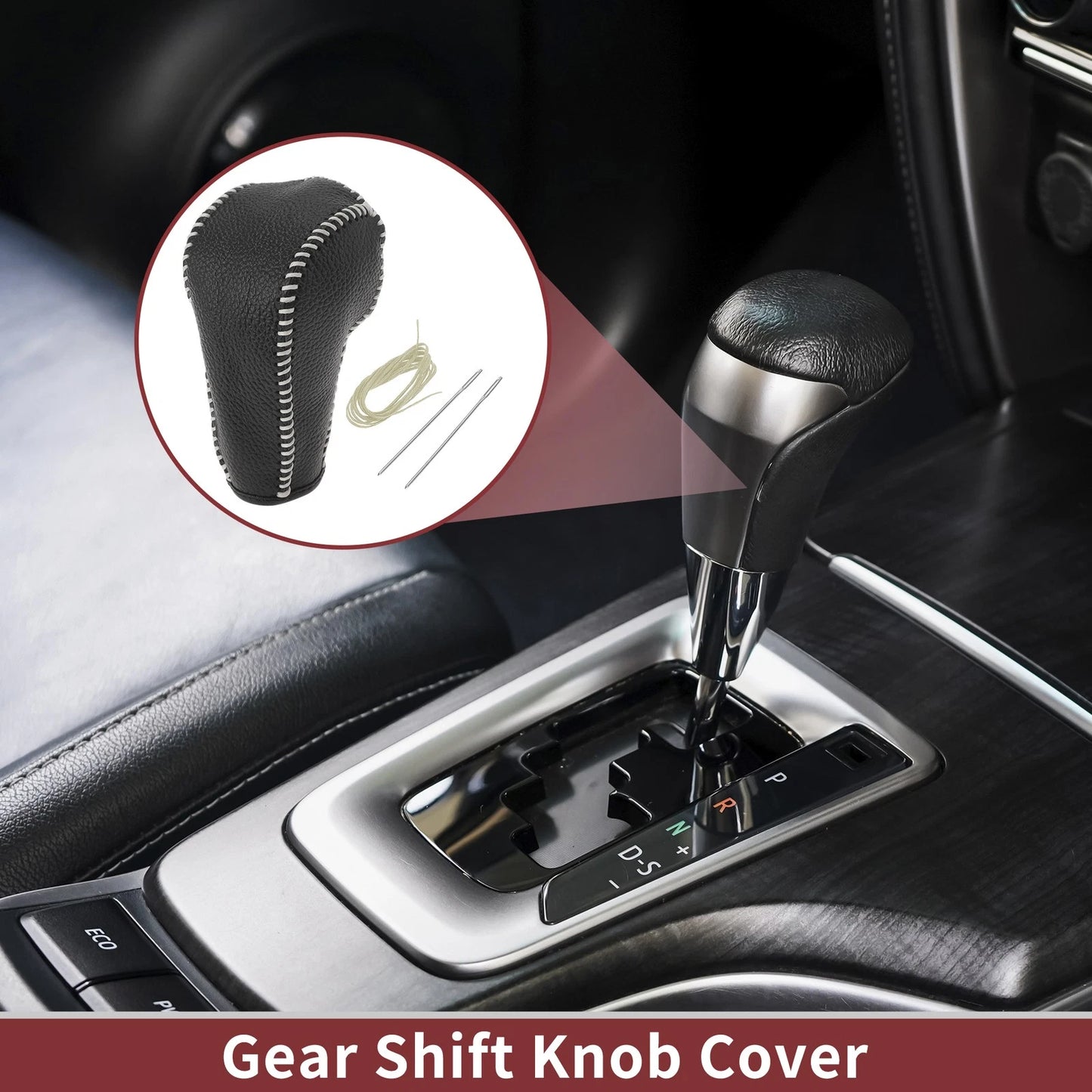 Gear Shift Knob Cover for Ford Edge 2011-2014 Beige Faux Leather