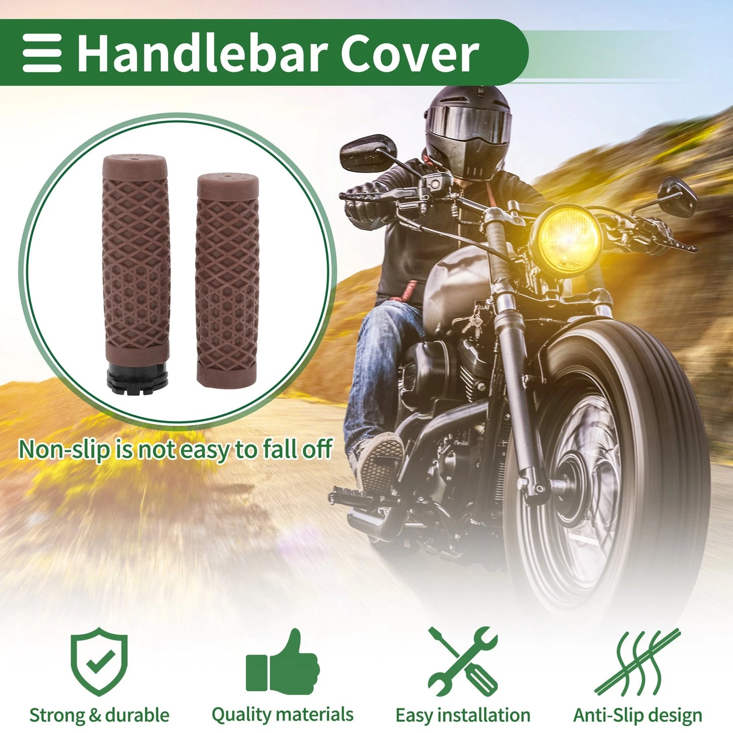 25mm Hand Grips TPU Brown for Motorcycle Handlebar Grips