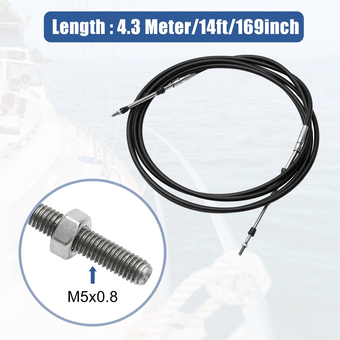 2 x Throttle Shift Remote Control Box Cable Black for Make Model