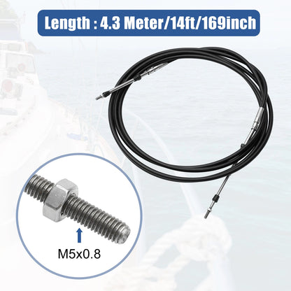 2 x Throttle Shift Remote Control Box Cable Black for Make Model