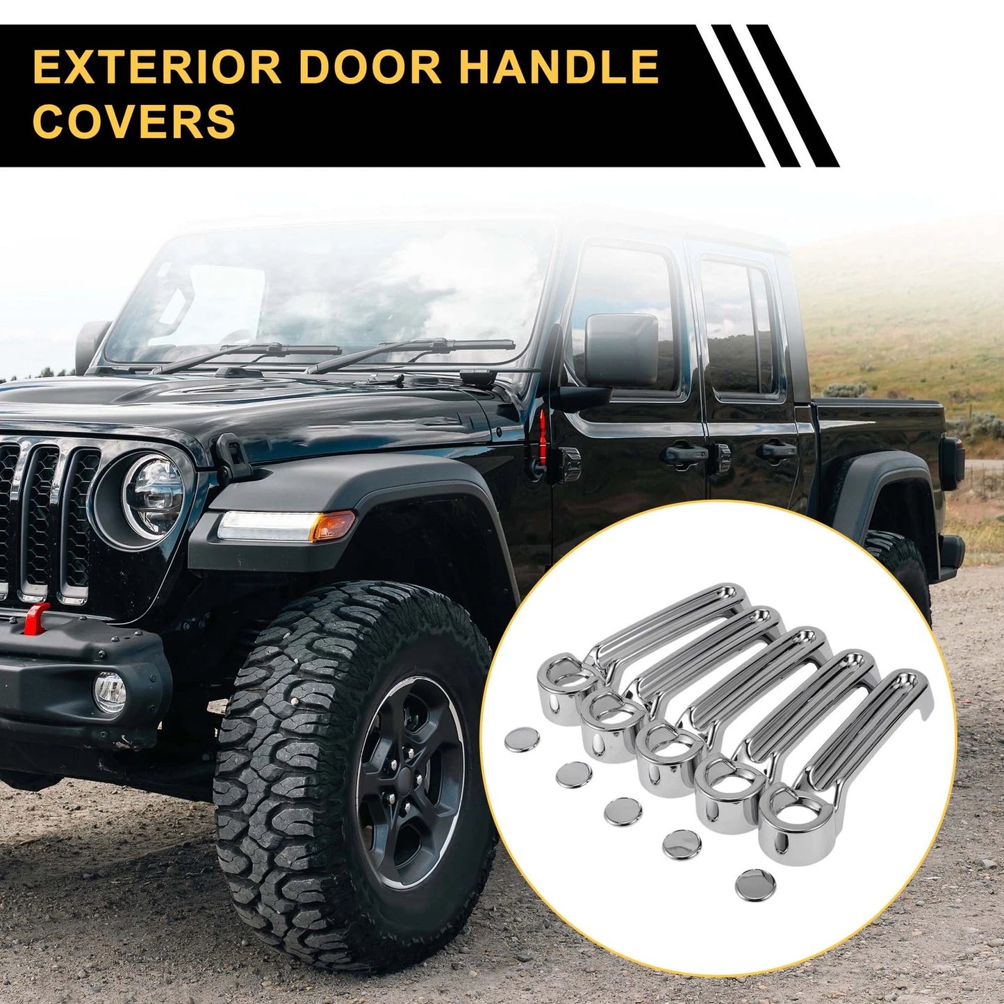 Door Handle Bowl Cover Set for Jeep Wrangler JK JKU (2007-2015) Silver Tone