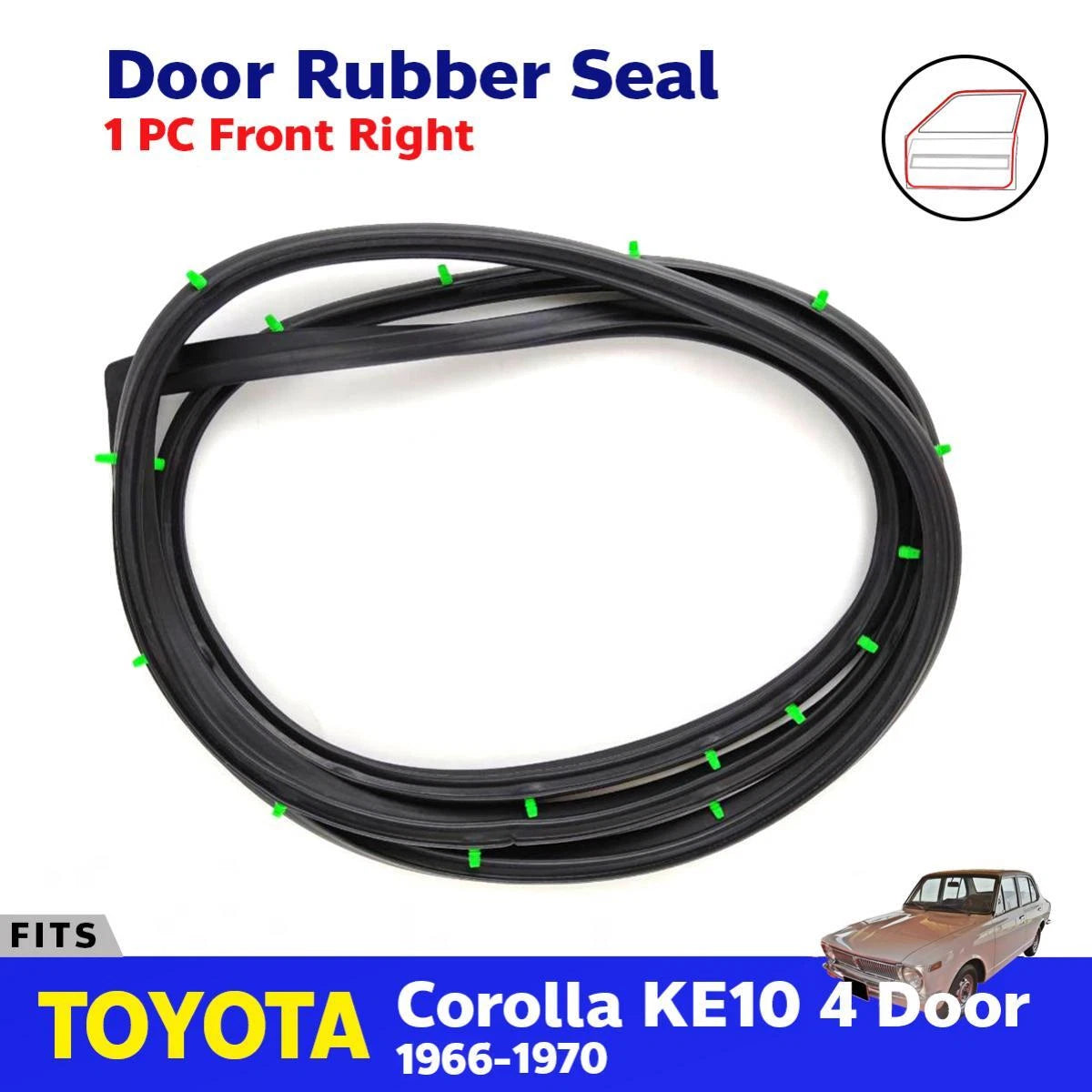 Door Rubber Weatherstrip Front RH Fits Toyota Corolla KE10 4D Sedan 1966-70 D05