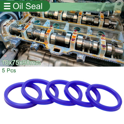 Oil Seal Seal Ring Rotary Shaft Seal TPU 75x90x10mm Blue 5 Pcs