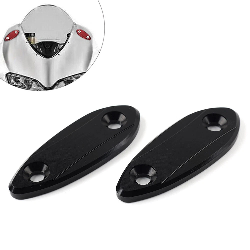 Black Motorcycle Mirror Block Off Base Plates for Kawasaki ZX6R (2009-2012)