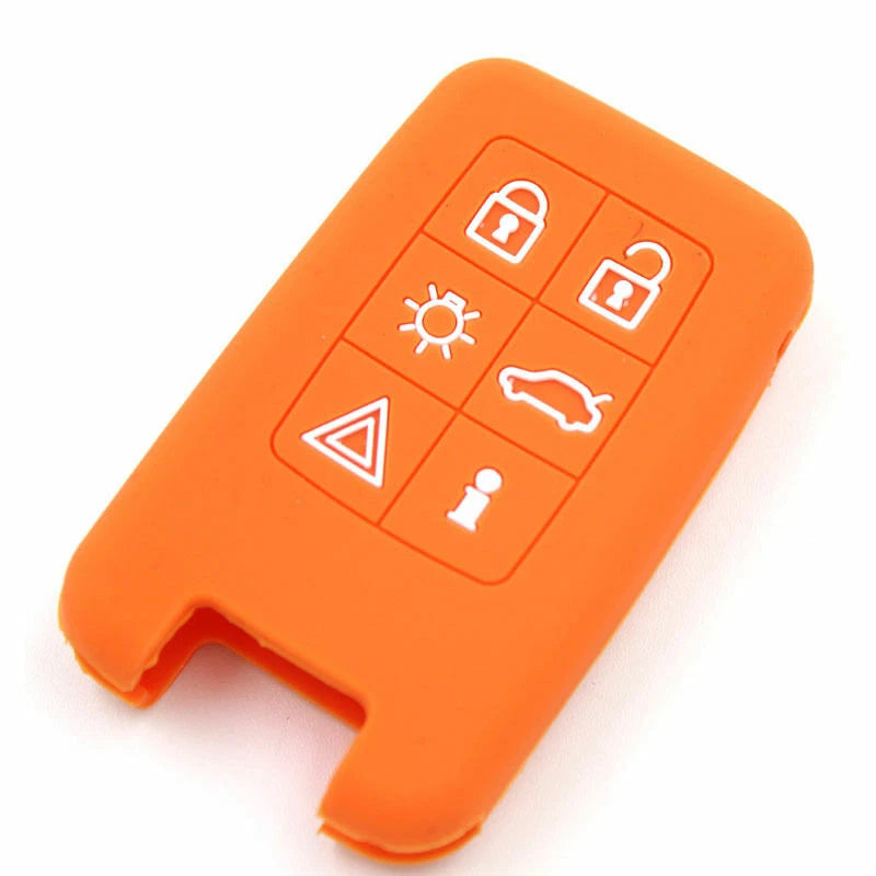 Orange 6BTN Silicone FOB Remote Key Cover Bag fit for VOLVO V40 S80 XC60 S60