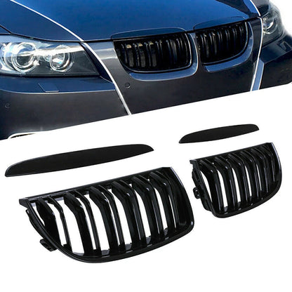 Gloss Black Front Bumper Grilles for 2005-2008 BMW E90 E91 325i 328i 330i 335i