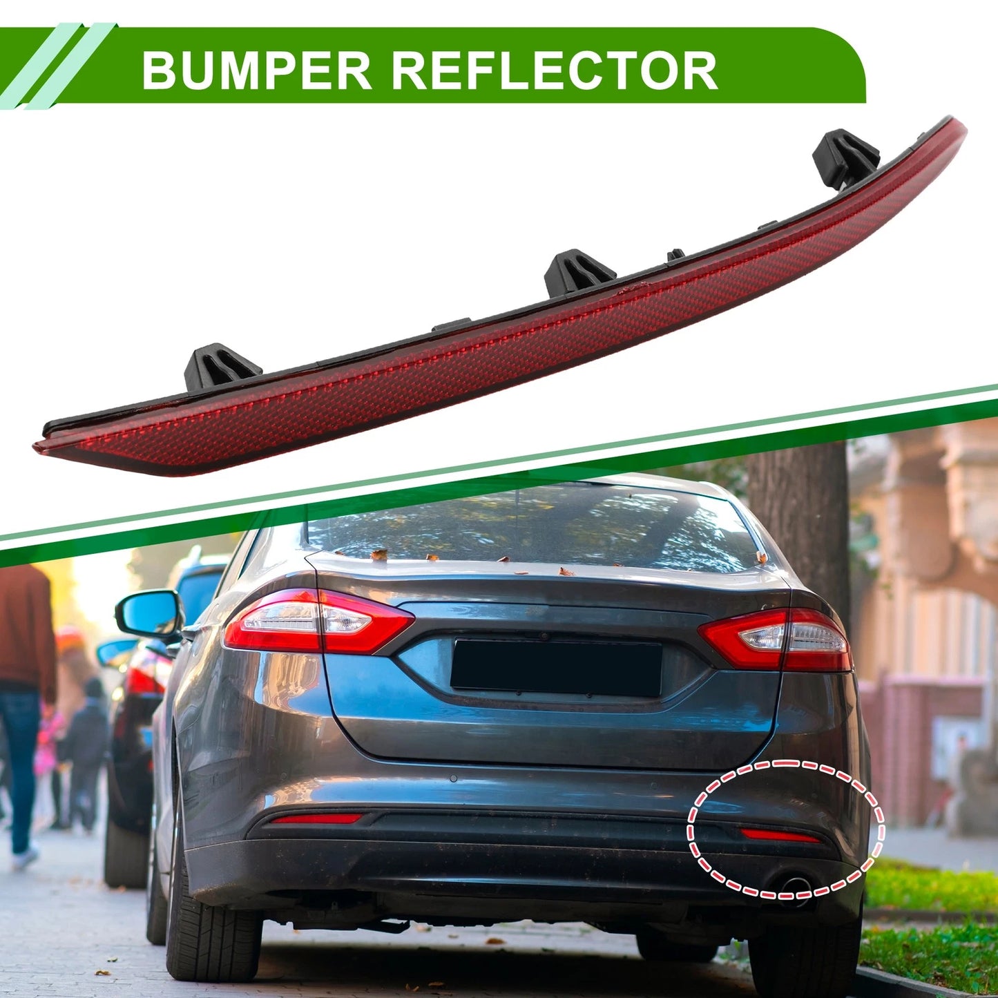 Bumper Reflector for Ford Fusion (2019-2020) Red 1pc Rear Right