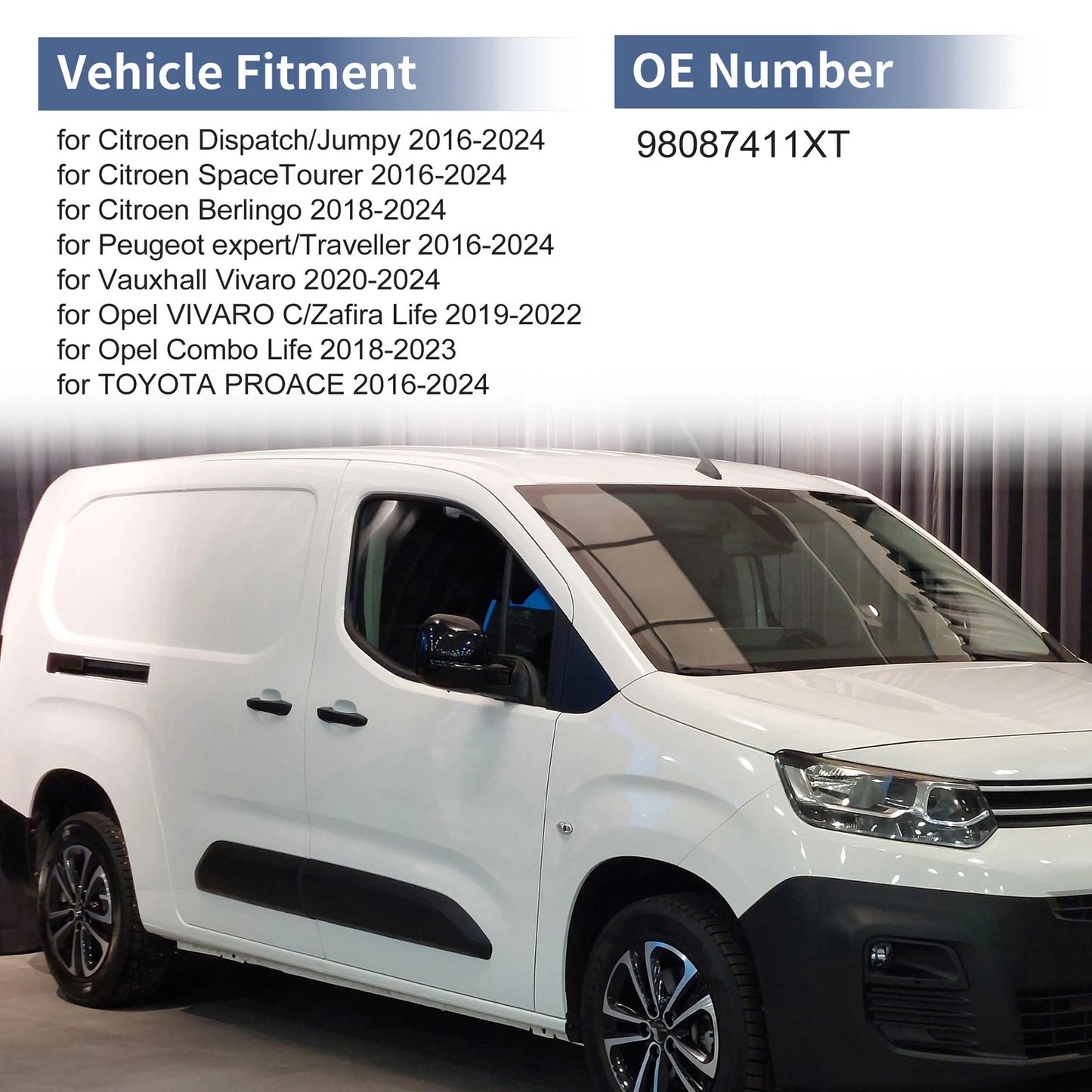 Black Mirror Cover Cap for Citroen Dispatch/Jumpy (2016-2024)