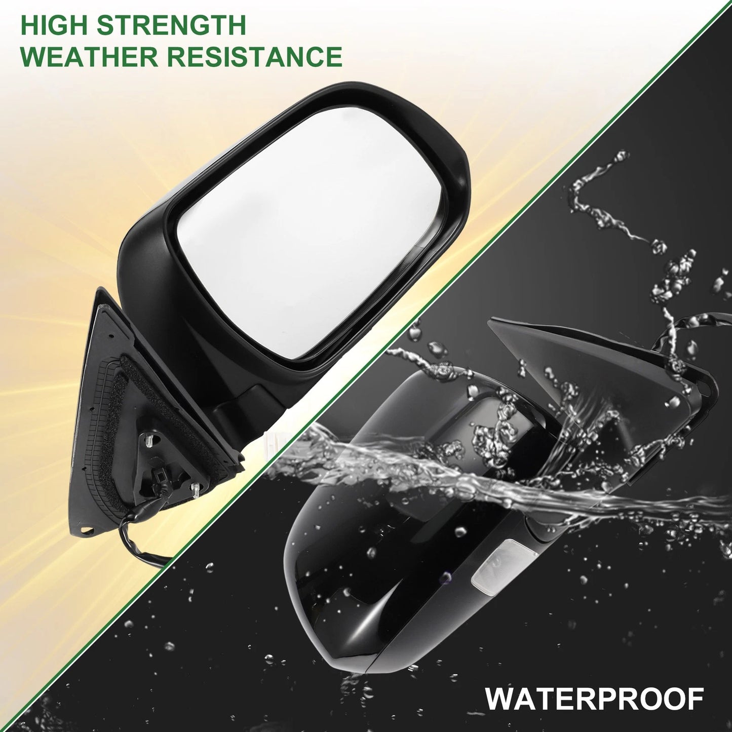 Right Side Door Mirror for Toyota Highlander 2008-2013 Manual Folding Gloss Black