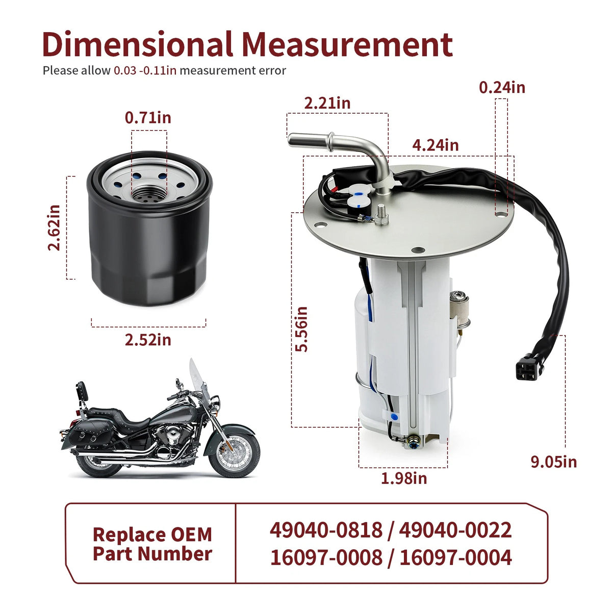 Fuel Pump for Kawasaki Vulcan 900 Custom Classic LT (2006–2024)