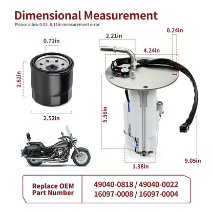 Fuel Pump for Kawasaki Vulcan 900 Custom Classic LT (2006–2024)