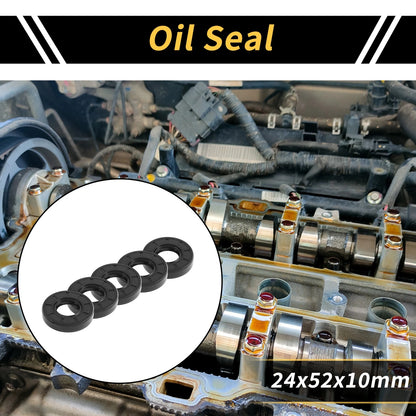 Oil Seal 24x52x10mm Seal Ring Rotary Shaft Seal NBR Rubber 5 Pcs for Vehicle