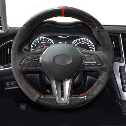 PU Carbon Fiber Steering Wheel Cover for Infiniti Q60 QX50 Q50 (2014-2023)