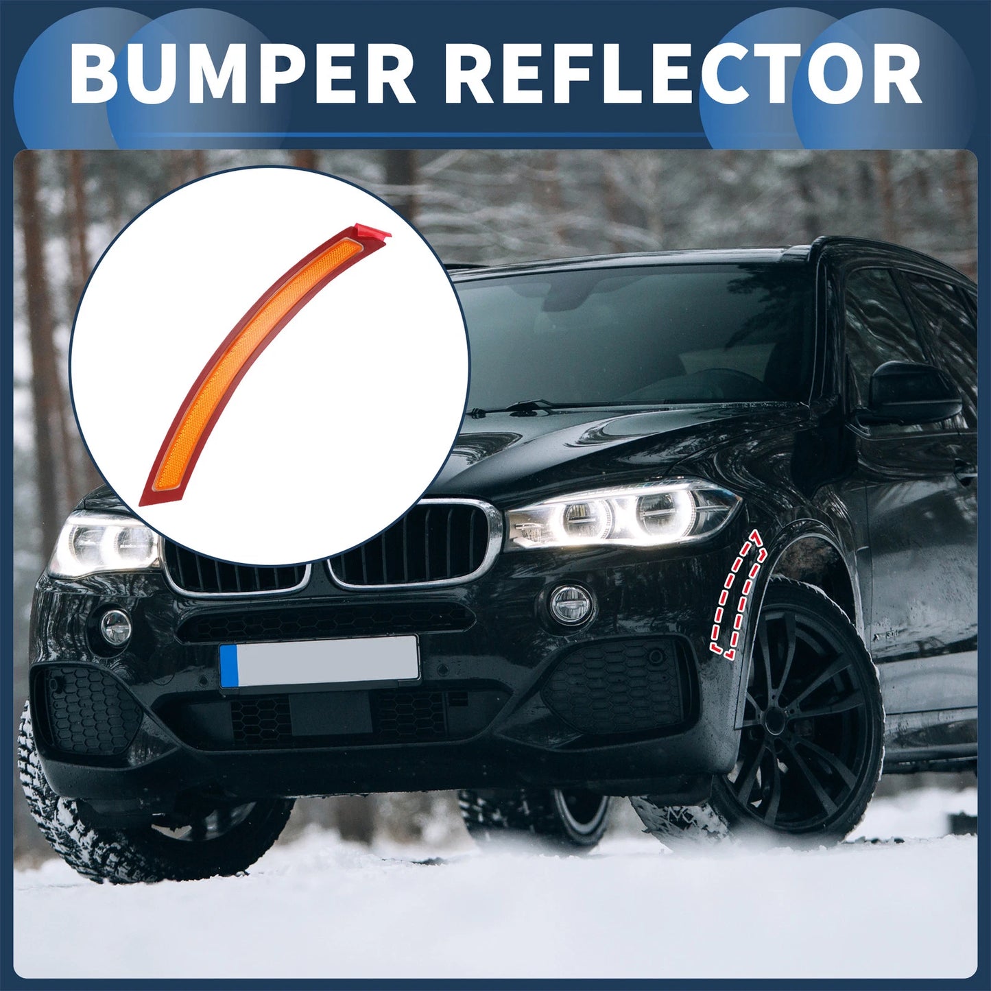 Bumper Reflector for BMW X5 (2014-2018) 1Pc Red Yellow Front Left