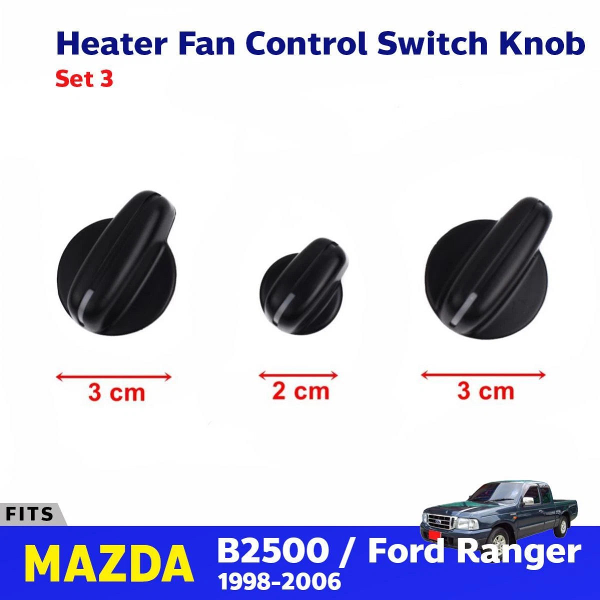 Heater Fan Control Switch Knob Set Fits Mazda B2500 Ford Courier PE/PG 1998-2005