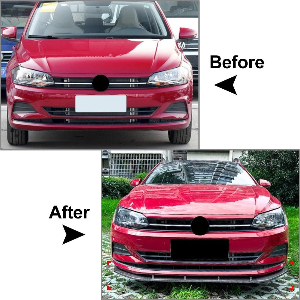 Front Bumper Splitter Lip for Volkswagen Polo MK6 (2018-2023) Gloss Black