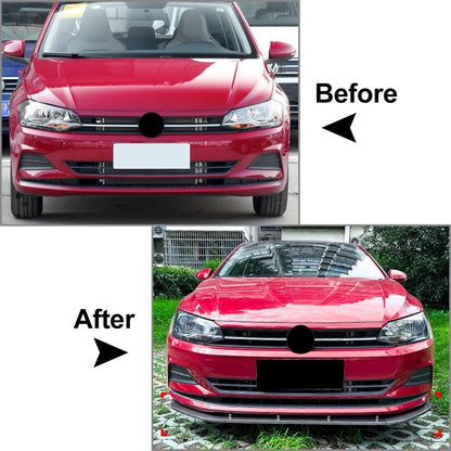 Front Bumper Splitter Lip for Volkswagen Polo MK6 (2018-2023) Gloss Black