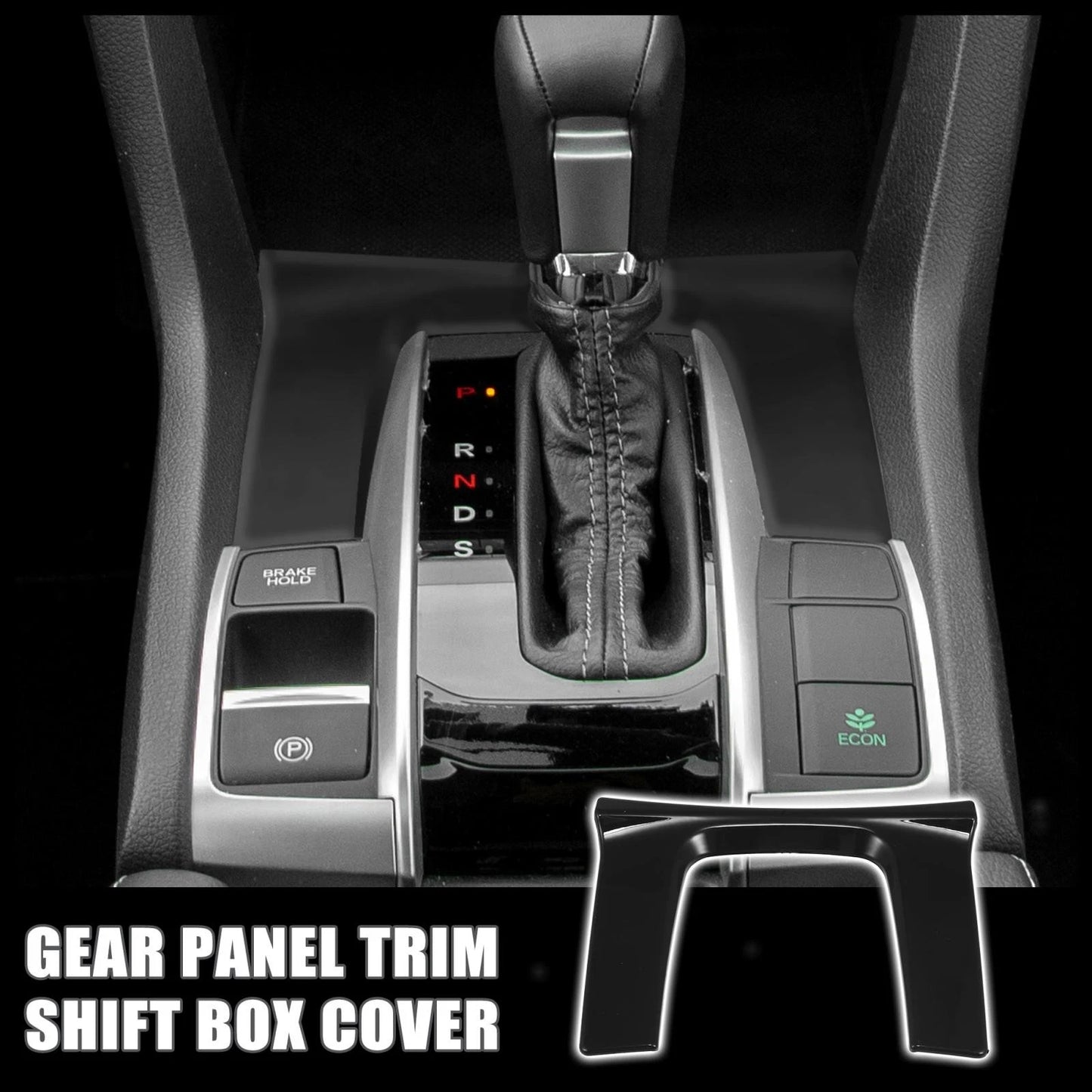 Gear Panel Trim Shift Box Cover for Honda Civic 2016-2021 Black