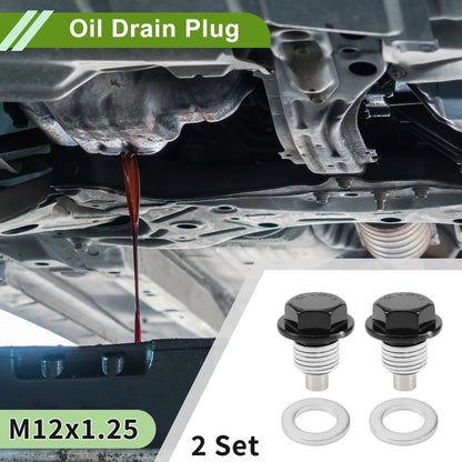 2 x M12x1.25 Aluminum Oil Drain Plug with Gasket for Car Motorcycle