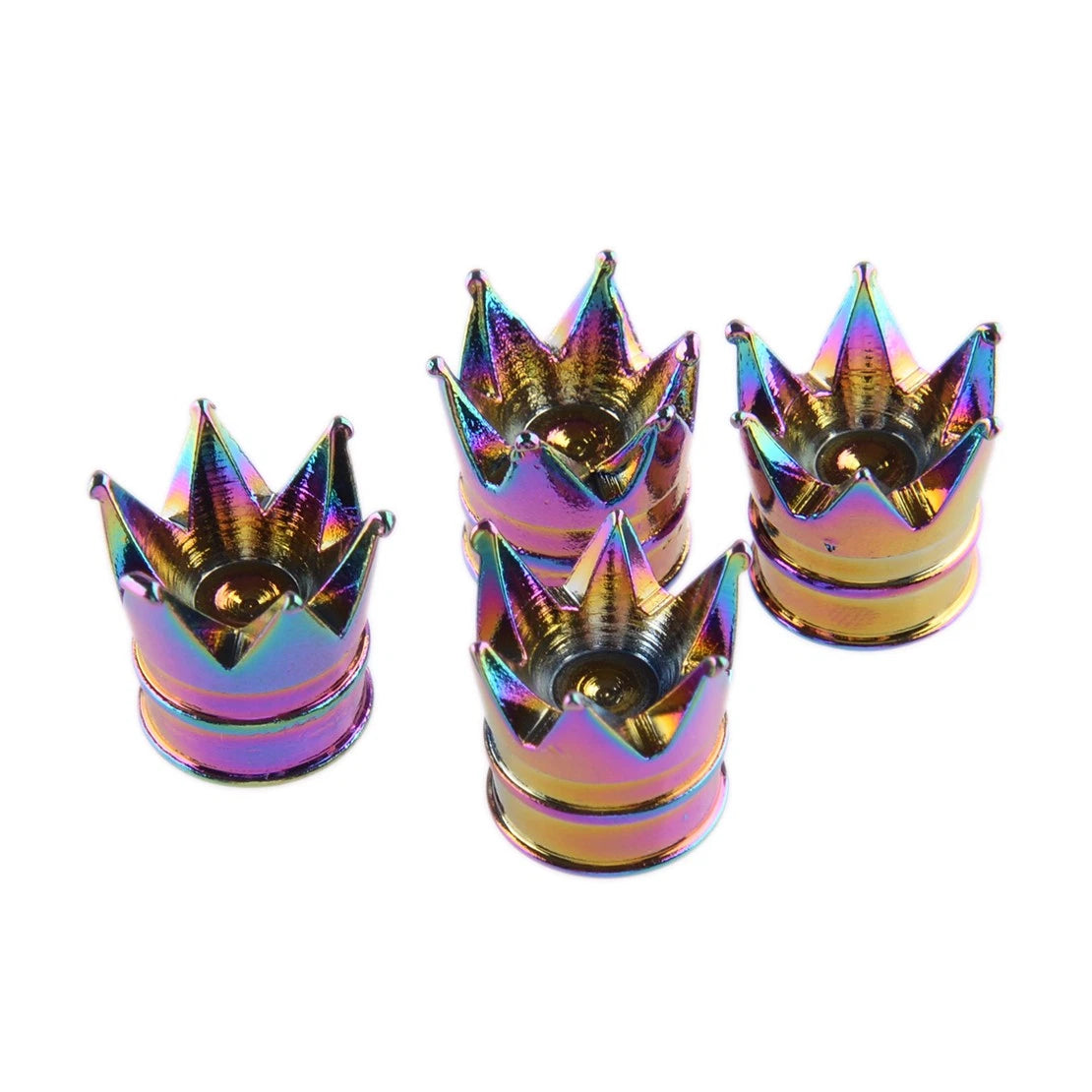 Multi Color Aluminum Crown Wheel Tire Valve Stem Caps for Car