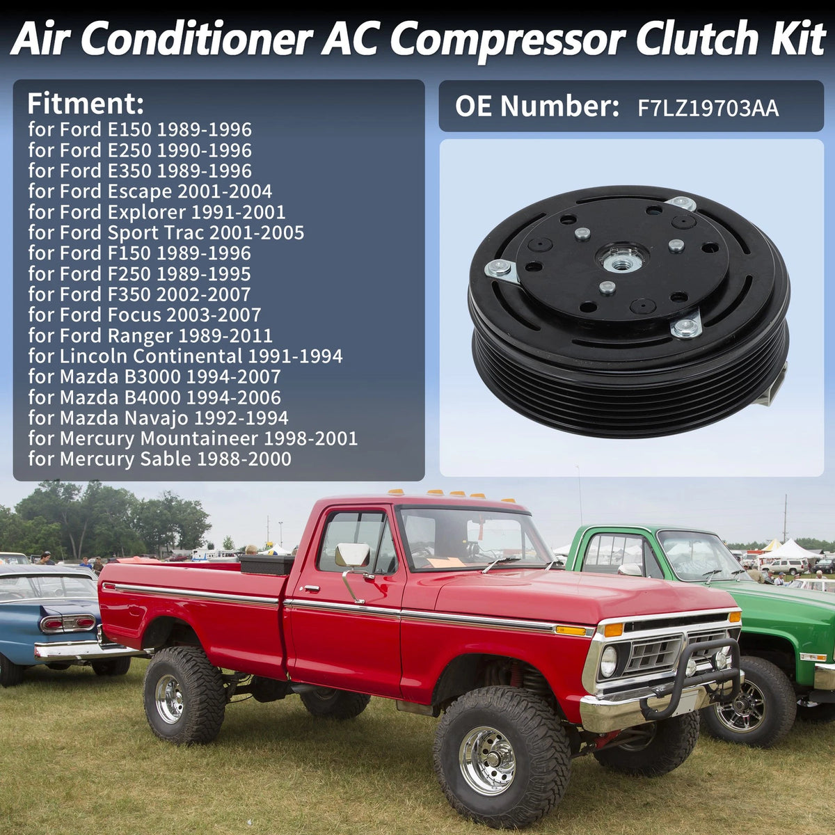 AC Compressor Clutch Kit for Ford E150 E250 E350 F150 F250 F350 (2000-2023)