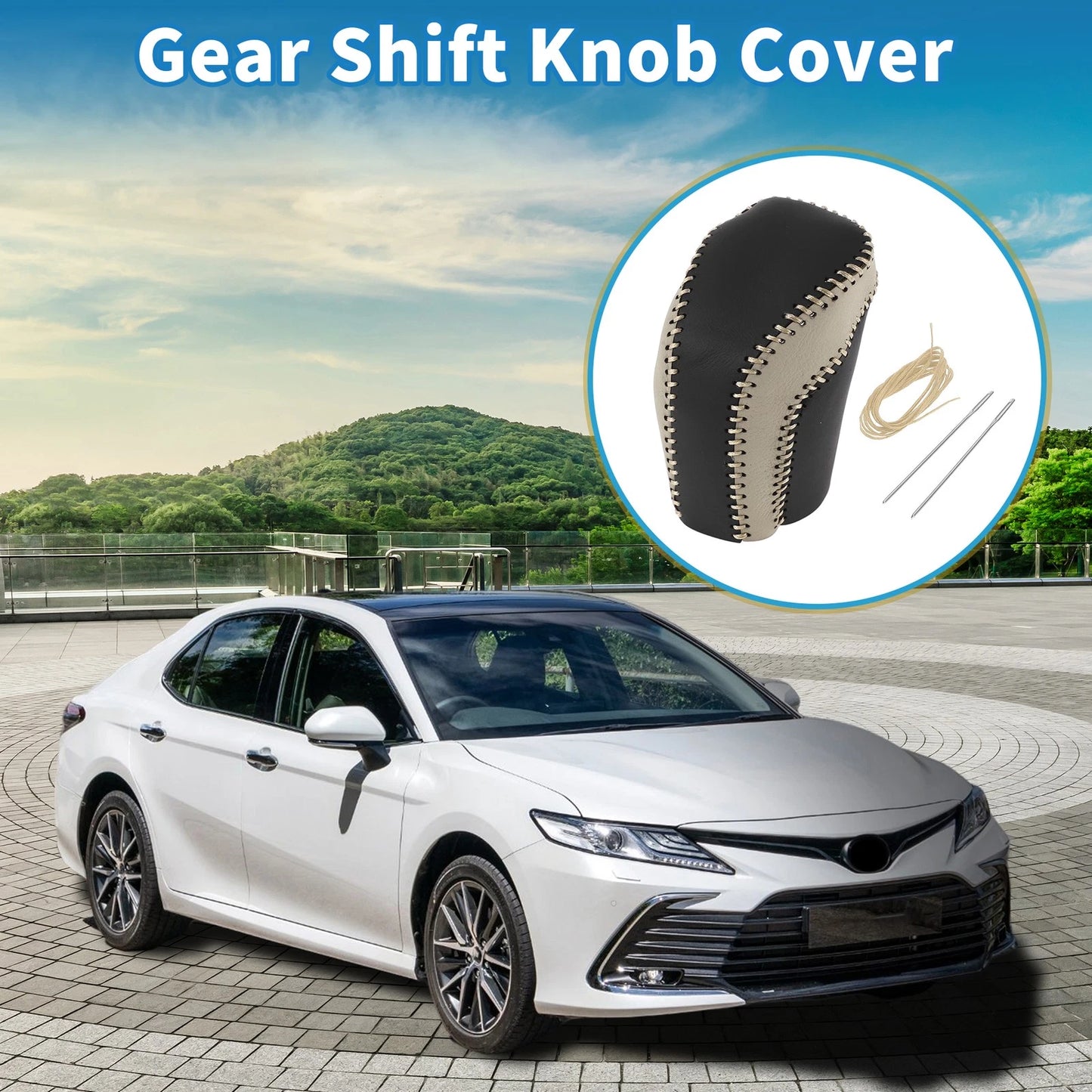 Car Gear Shift Knob Cover for Toyota Camry Black Beige (2018–2024)