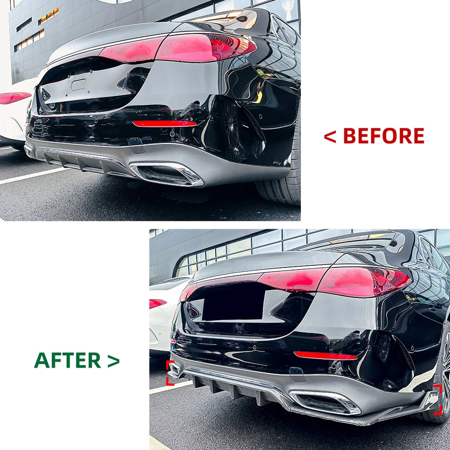 3 x Gloss Black Rear Bumper Diffuser Lip for Mercedes Benz E Class (2024-2025)