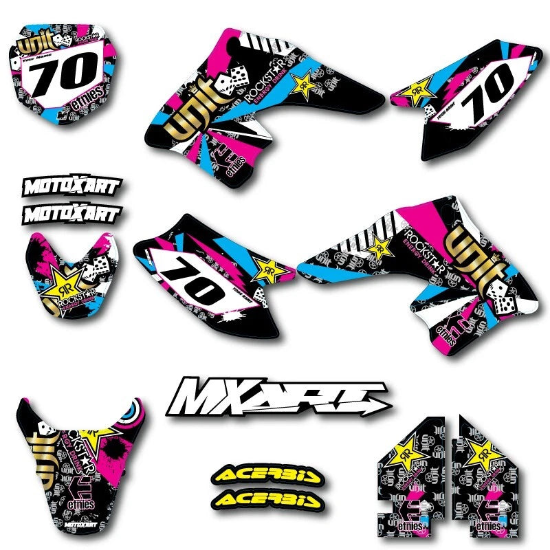 Custom Graphic Kit for Suzuki DRZ 70 (2009-2024) RUSH Style Stickers