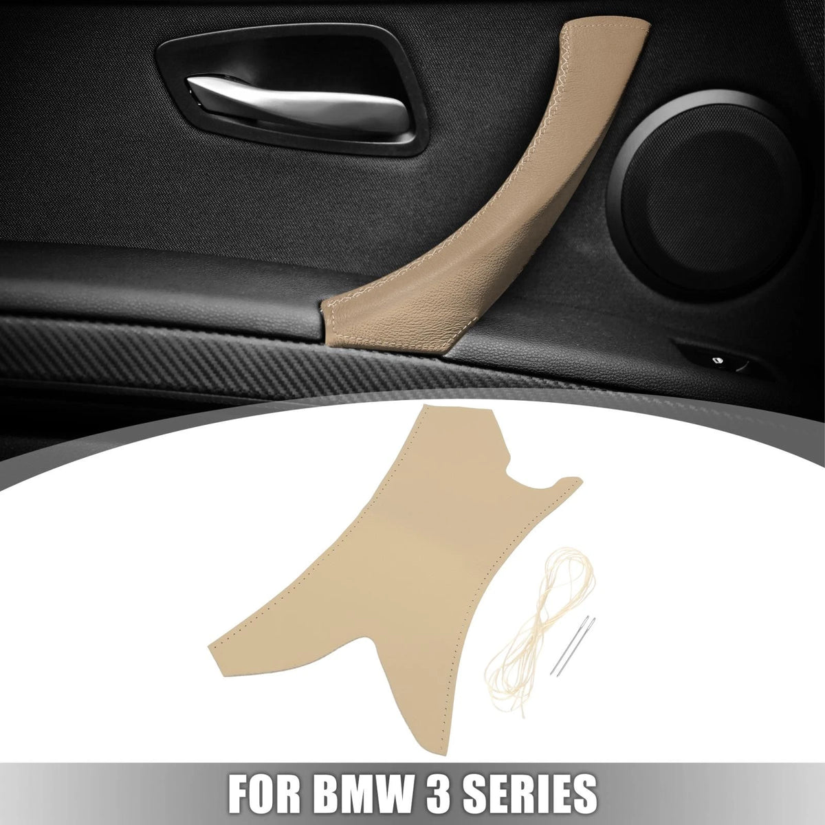 Car Interior Door Handles Strap Cover Hand Sewing Beige for BMW 3 Series E90