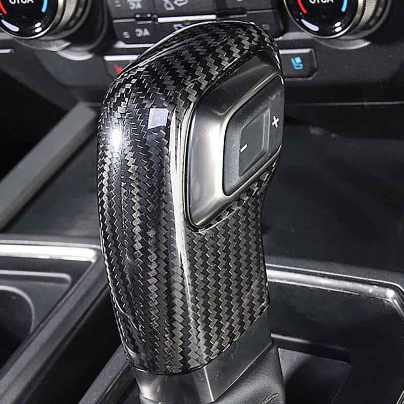 Carbon Fiber Gear Shifter Grap Handle Knob Cover Trim for 2019-2021 Ford F-150
