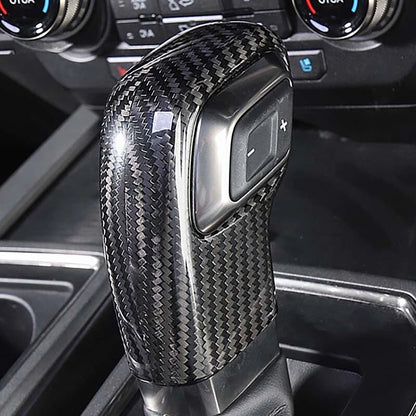 Carbon Fiber Gear Shifter Grap Handle Knob Cover Trim for 2019-2021 Ford F-150