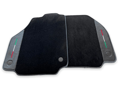 Floor Mats for Ferrari F8 Tributo Black Carbon Leather Tailored Carpets
