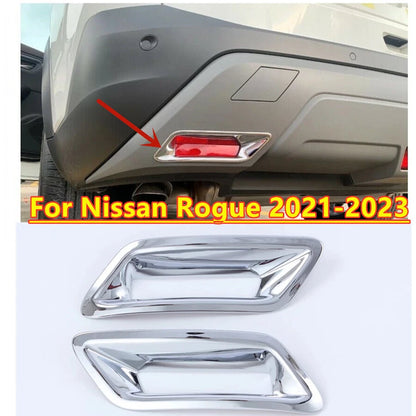 2 x Chrome Rear Fog Light Lamp Cover Decor Trim for Nissan Rogue (2021–2023)