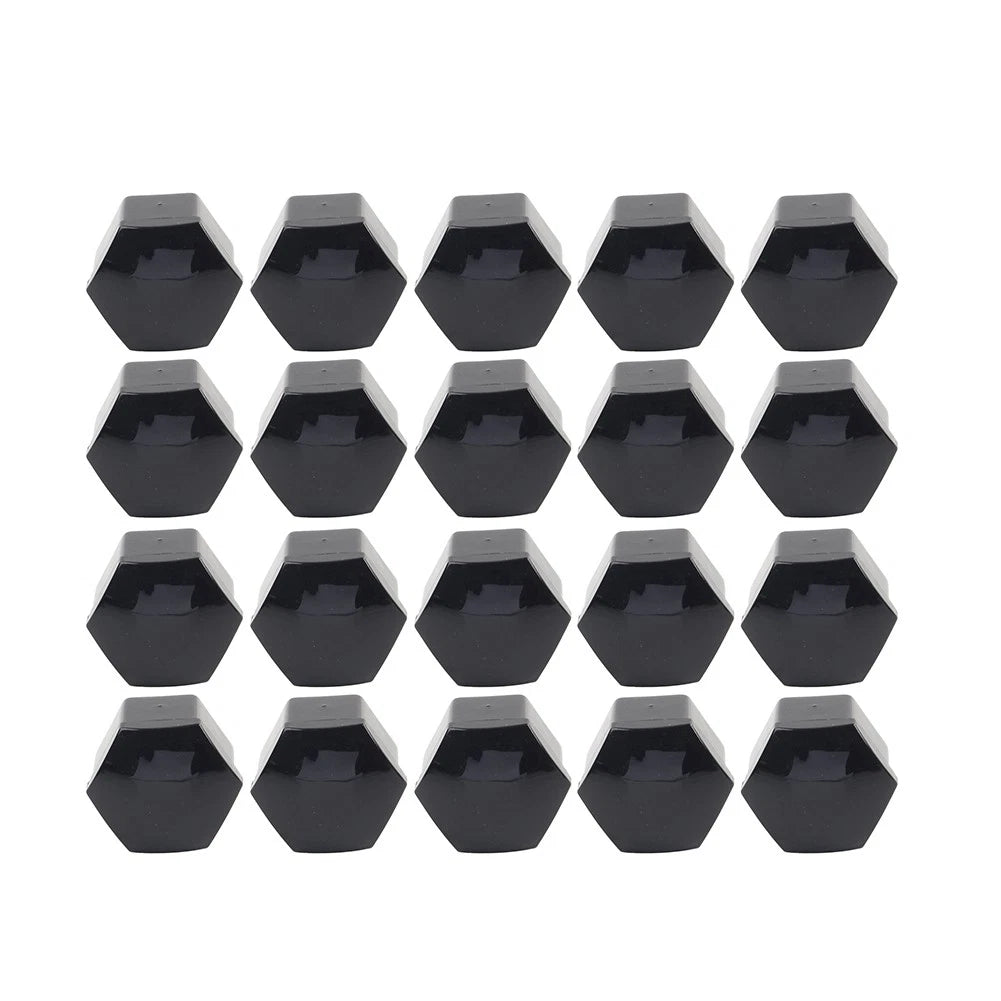 17mm Black Wheel Lug Nut Bolt Cover Caps (20 Pcs) for Car - Fits Various Models
